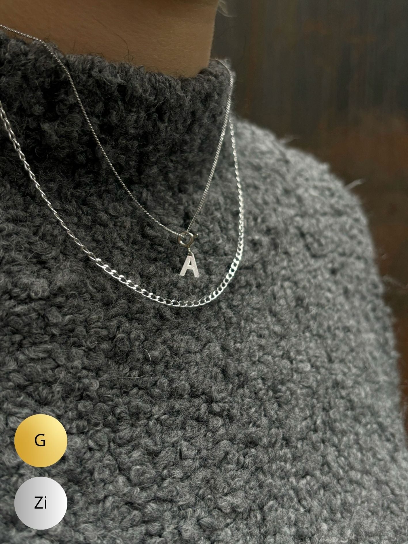CAPSULE LETTER COLLECTION - Fijne ketting + Gourmetketting & Letter (Zilver of Verguld)