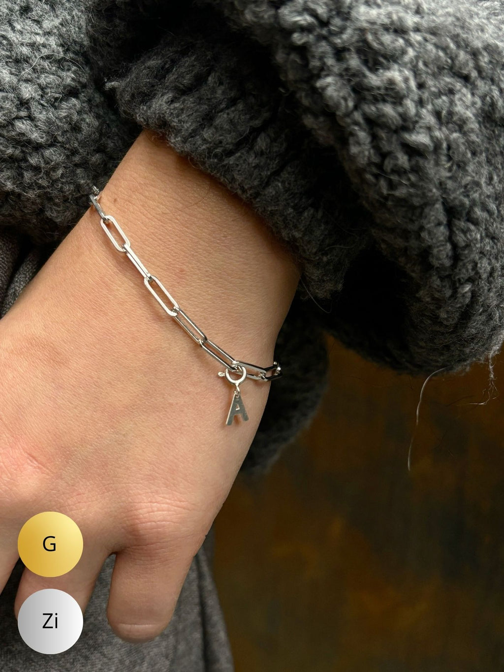 CAPSULE LETTER COLLECTION - ARMBAND _ Type Schakelkettingen / Combi met losse lettertjes (Zilver of Verguld)