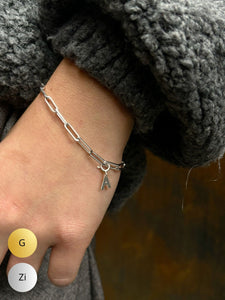 CAPSULE LETTER COLLECTION - ARMBAND _ Type Schakelkettingen / Combi met losse lettertjes (Zilver of Verguld)