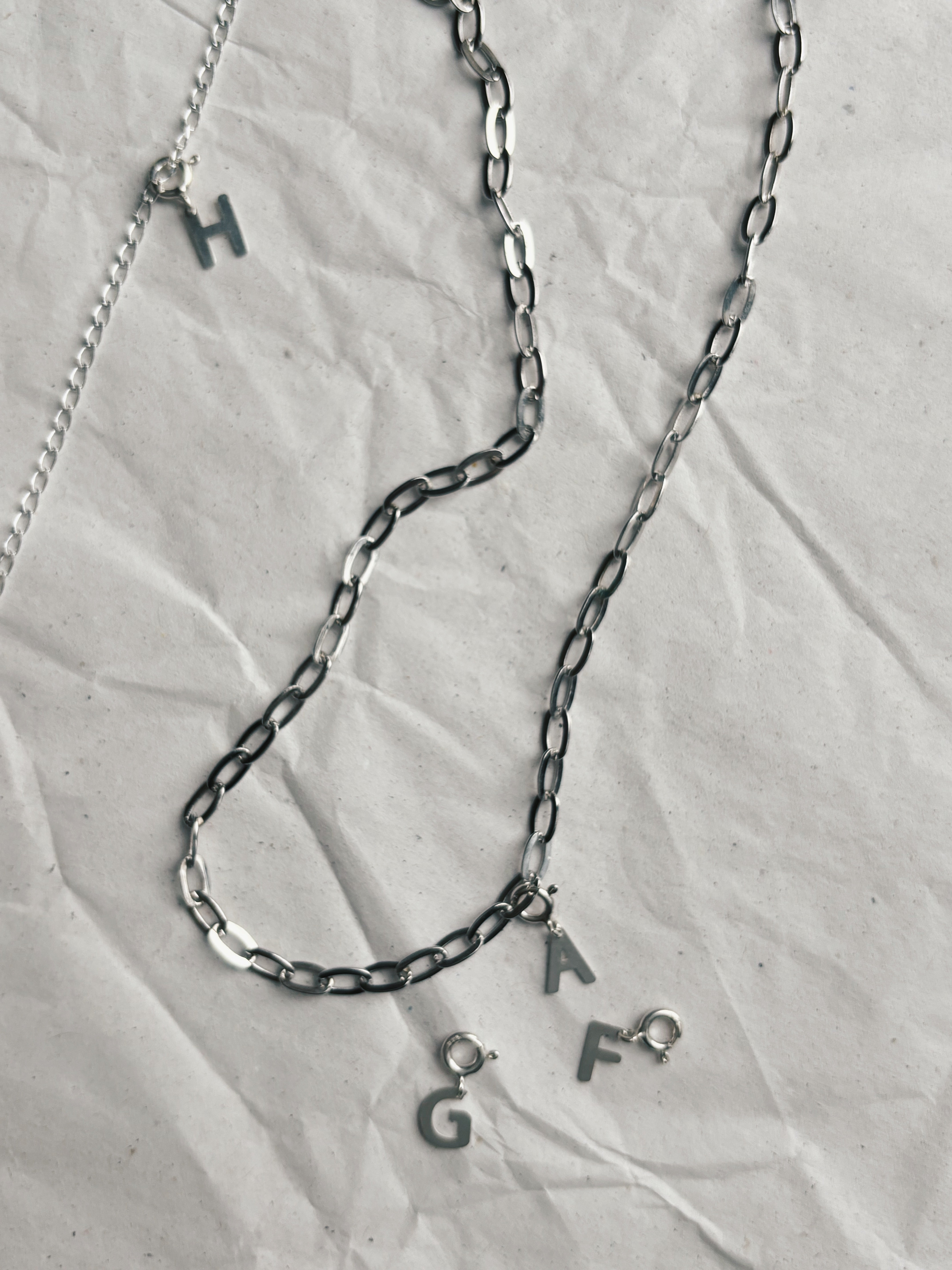 CAPSULE LETTER COLLECTION - Andere Schakelkettingen / Combi met losse lettertjes (Zilver of Verguld)