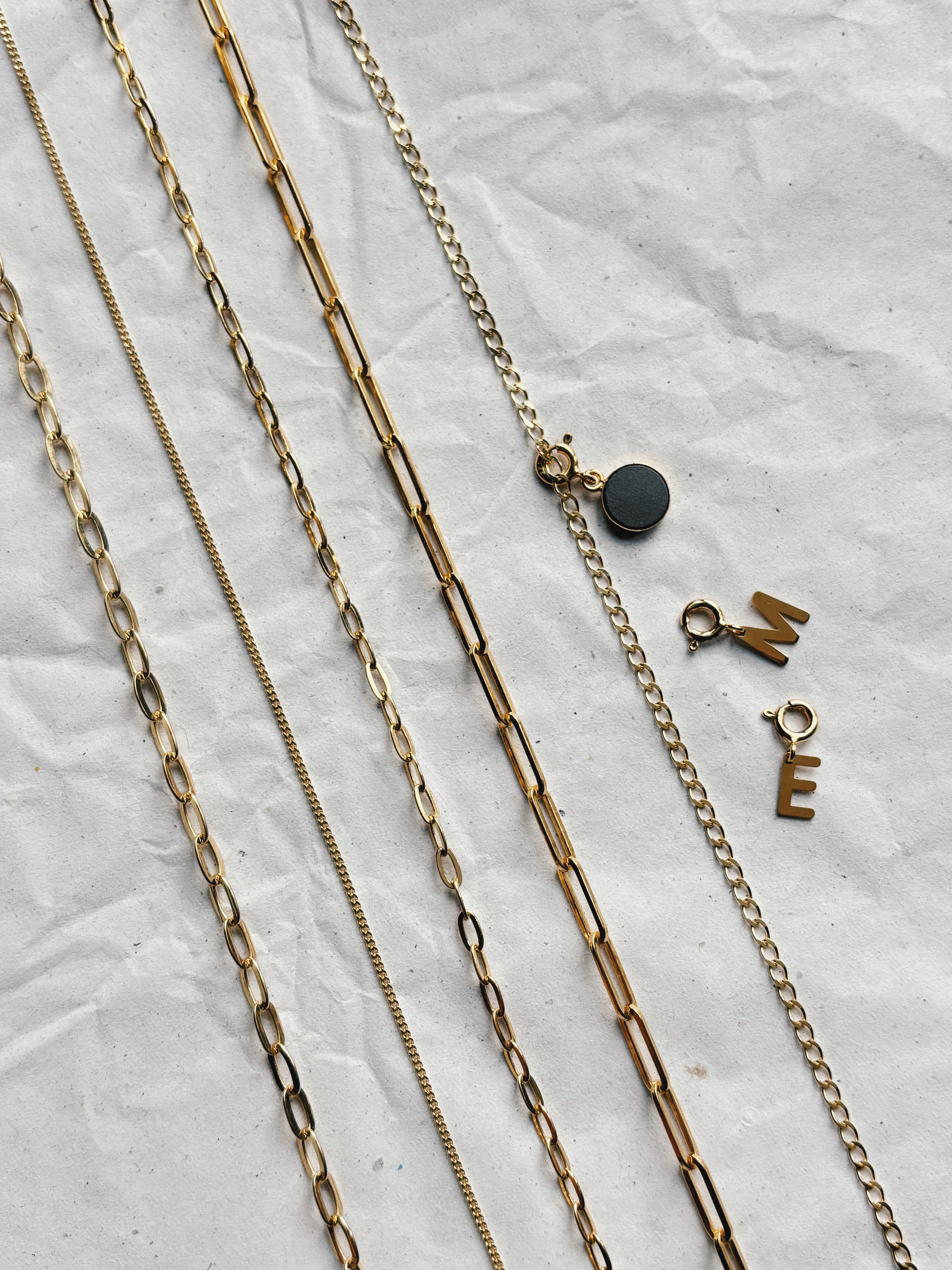 CAPSULE LETTER COLLECTION - Andere Schakelkettingen / Combi met losse lettertjes (Zilver of Verguld)