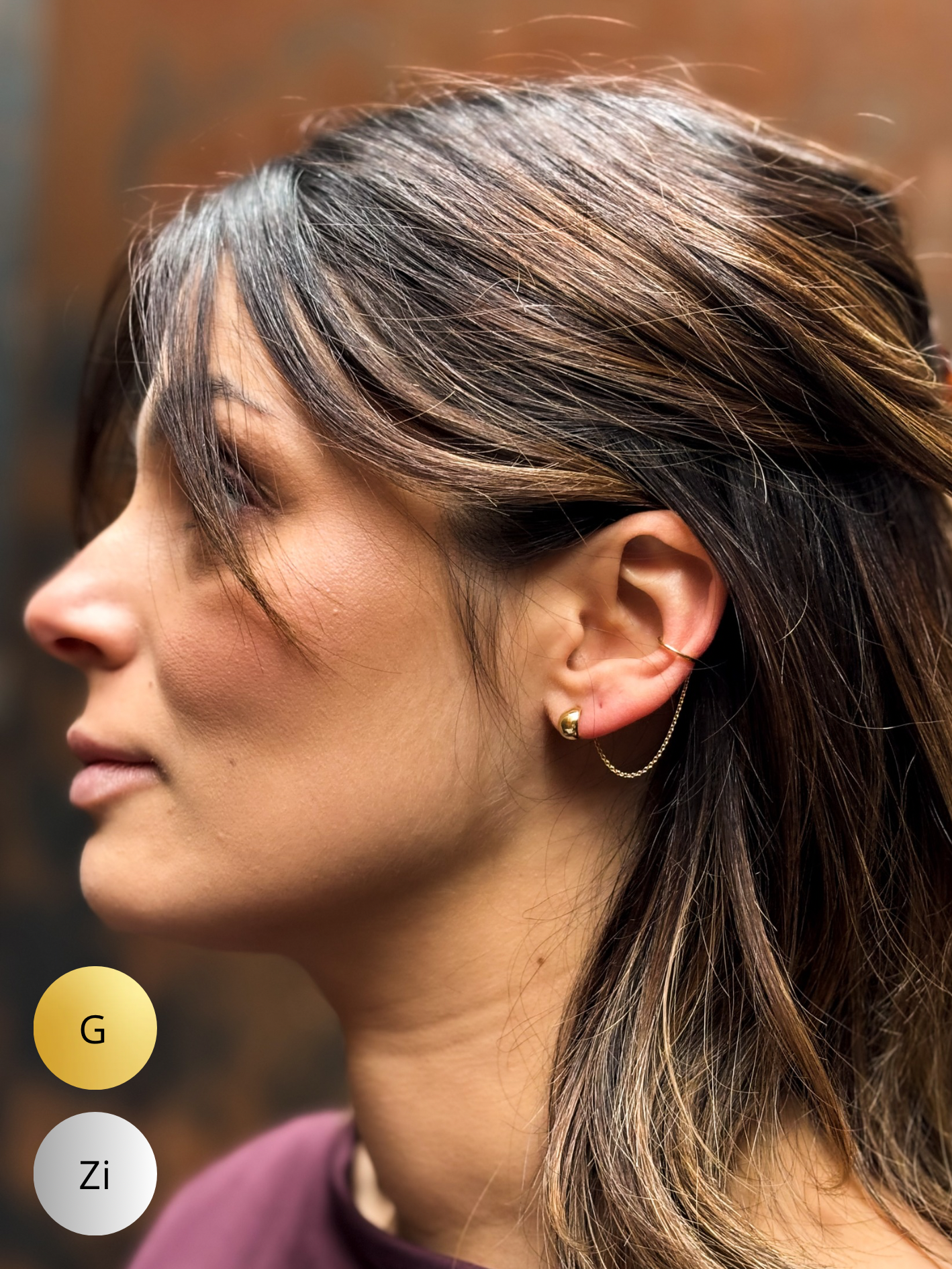 FW25 - Set Huggie Hoops + Chain EarCuff (Zilver of Verguld) (Pre-Order)