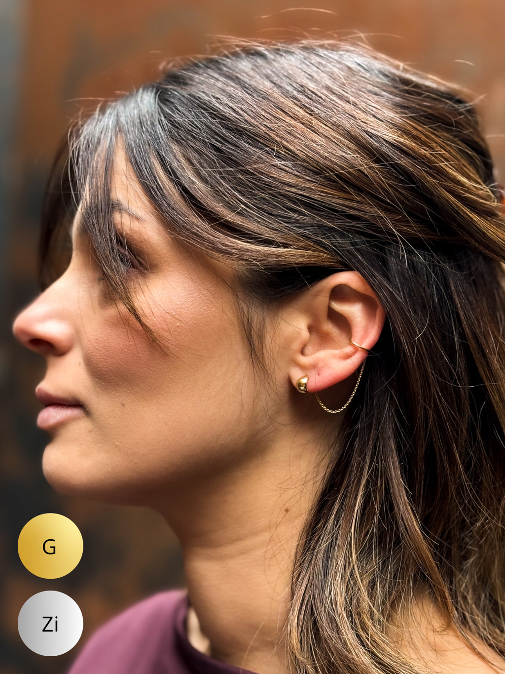 FW25 - Set Huggie Hoops + Chain EarCuff (Zilver of Verguld) (Pre-Order)