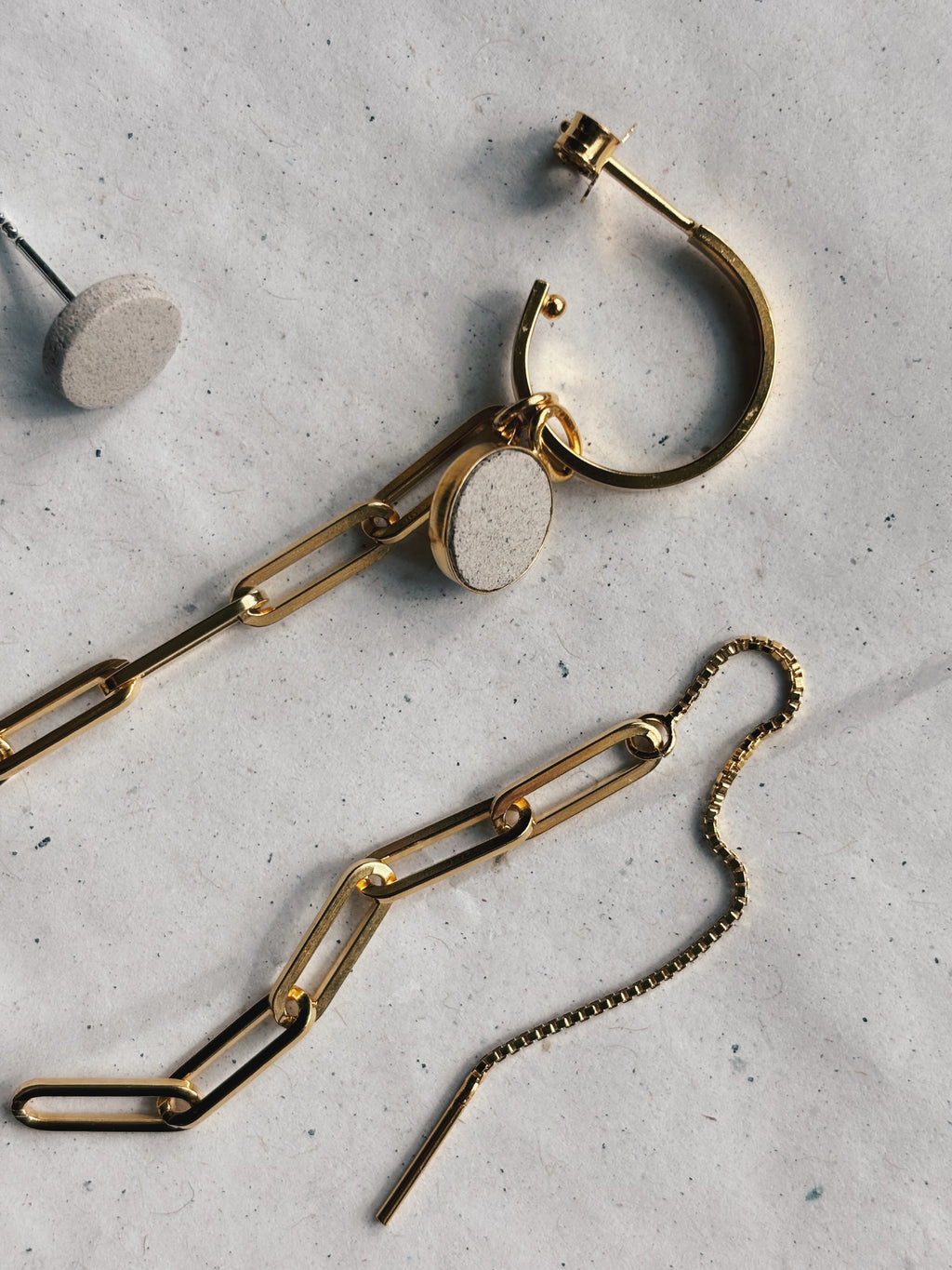 SS24 - (PRE-ORDER / eind febr) Modulaire Creoles / BOX N°2 (Asymmetrisch paar) - Verguld