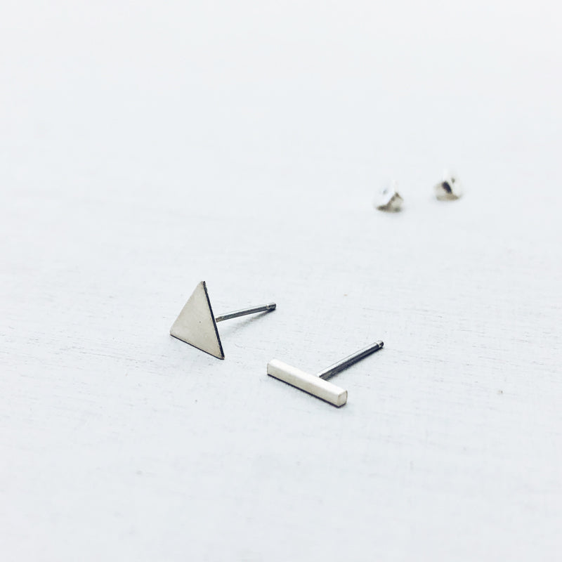 BASIC - oorbellen - triangle/bar - 925zilver