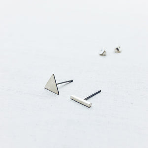 BASIC - oorbellen - triangle/bar - 925zilver