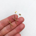 BASIC - oorbellen - crossed bars  - 18kt verguld zilver
