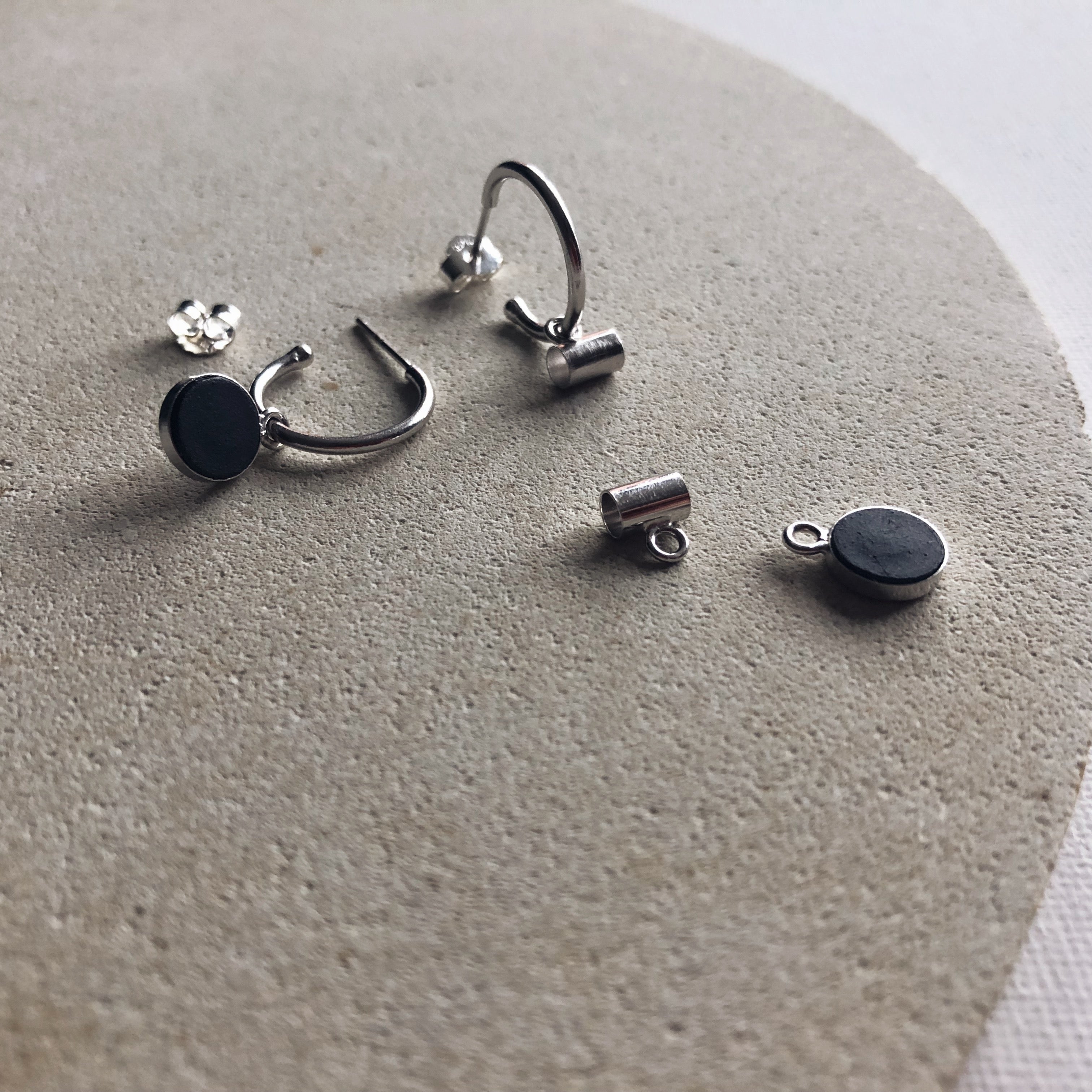 SS'22 - Modulaire Set Creoles/Black - zilver