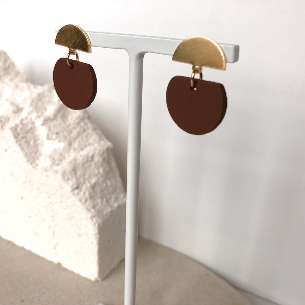 TERRA 2.0 - Cut Round / Moon - donkere terracotta/gold